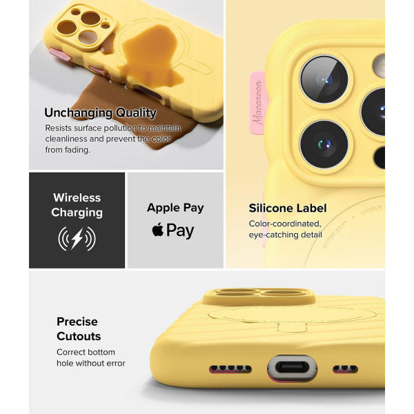 Rin gke iPhone 16 Pro Macaron MagSafe Klf-Yellow