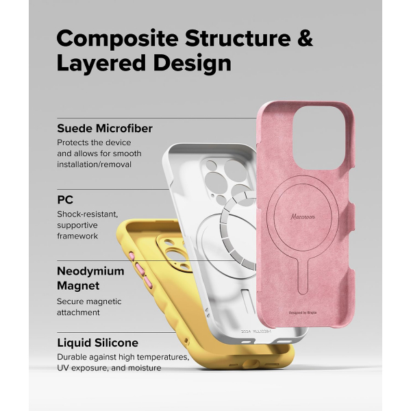 Rin gke iPhone 16 Pro Macaron MagSafe Klf-Yellow