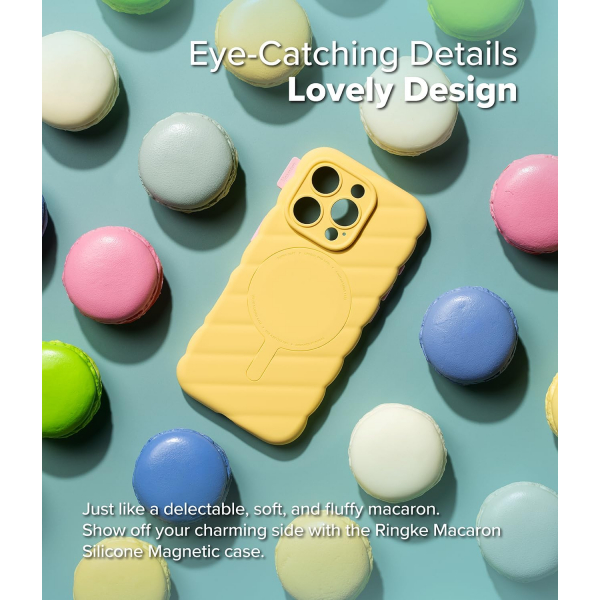 Rin gke iPhone 16 Pro Macaron MagSafe Klf-Yellow