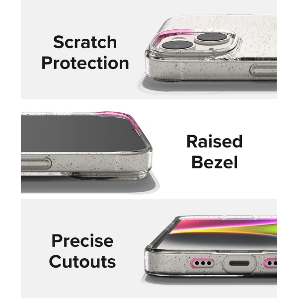Rin gke Air-S iPhone 14 Plus Silikon Klf-Glitter Clear