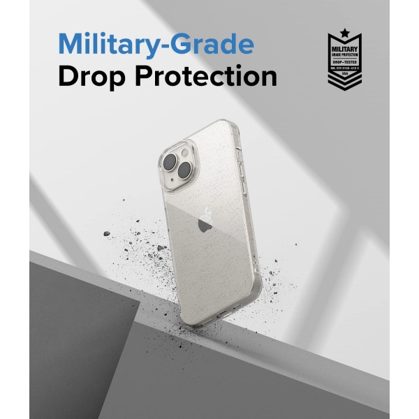 Rin gke Air-S iPhone 14 Plus Silikon Klf-Glitter Clear