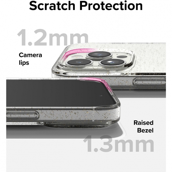 Rin gke Air Serisi Apple  iPhone 15 Pro Silikon Klf-Glitter Clear