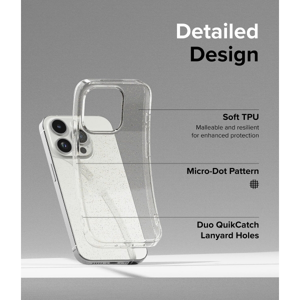 Rin gke Air Serisi Apple  iPhone 15 Pro Silikon Klf-Glitter Clear