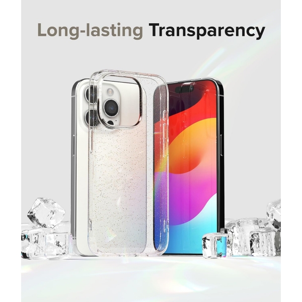 Rin gke Air Serisi Apple  iPhone 15 Pro Silikon Klf-Glitter Clear