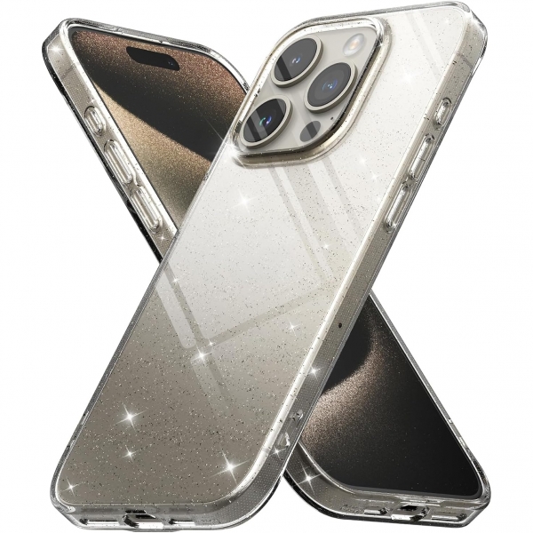 Rin gke Air Serisi Apple  iPhone 15 Pro Silikon Klf-Glitter Clear