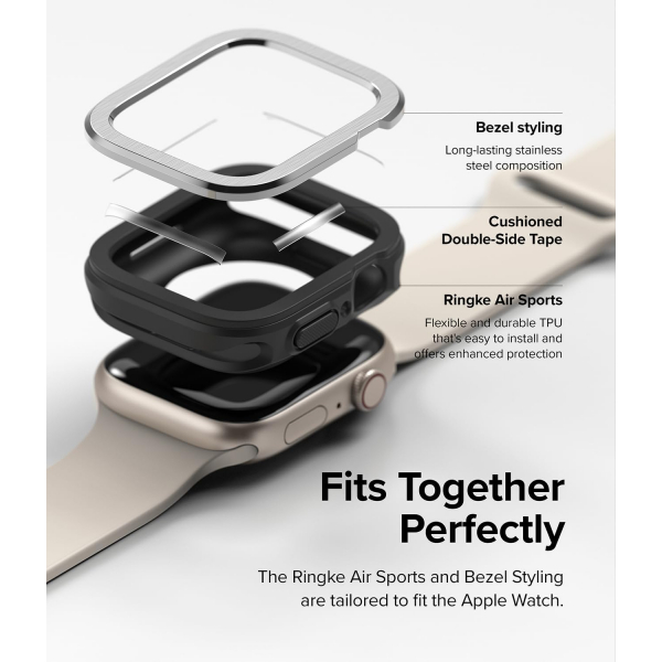 Rin gke Air Sports Apple Watch 9 45mm Bumper Klf-Silver