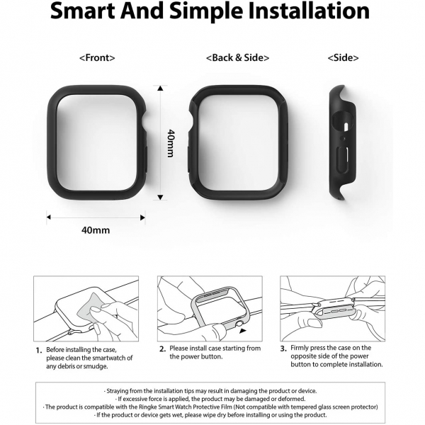 Rin gke Apple Watch 6 40mm Bumper Klf-Clear Black
