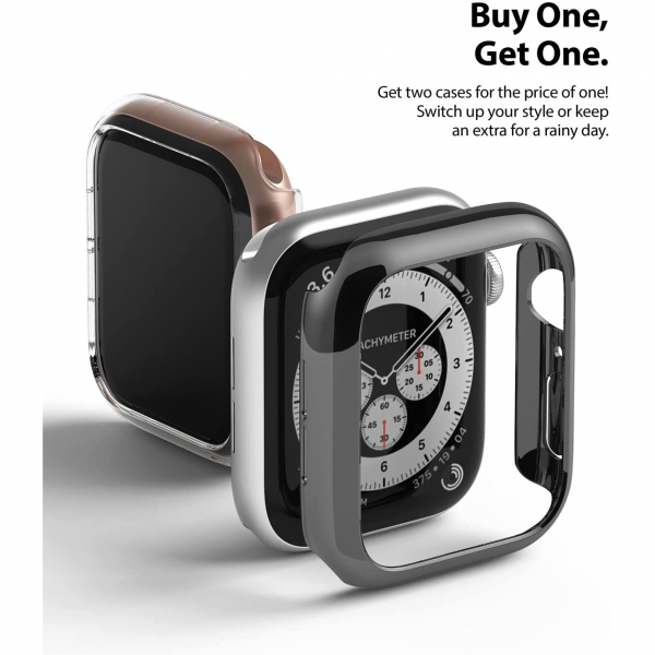 Rin gke Apple Watch 6 40mm Bumper Klf-Clear Dark Chrome