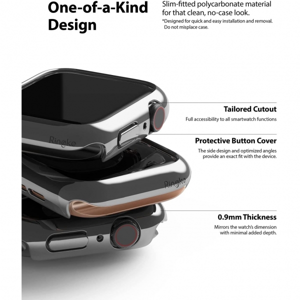 Rin gke Apple Watch 6 40mm Bumper Klf-Clear Dark Chrome