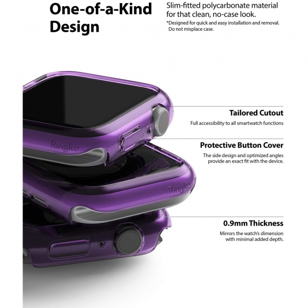 Ringke Apple Watch 6 Bumper Klf (40mm)(2 Adet)-Clear Purple