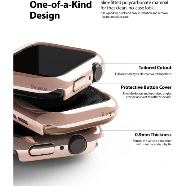 Ringke Apple Watch 6 Bumper Klf (44mm)(2 Adet)-Clear Chrome Rose Gold