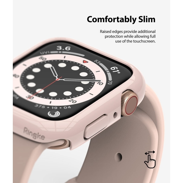Rin gke Apple Watch 6 44mm Bumper Klf -Clear Peanch Pink