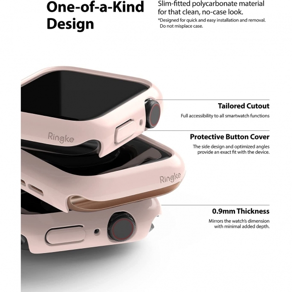 Rin gke Apple Watch 6 44mm Bumper Klf -Clear Peanch Pink