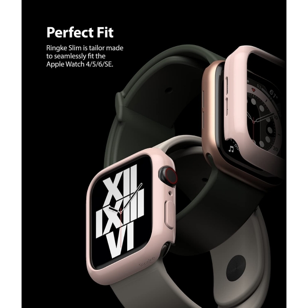 Rin gke Apple Watch 6 44mm Bumper Klf -Clear Peanch Pink