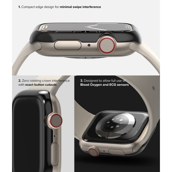 Rin gke Apple Watch 9/8/7 41mm Bumper Klf-Black