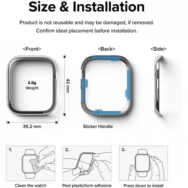Rin gke Apple Watch 9/8/7 41mm Bumper Klf-Silver