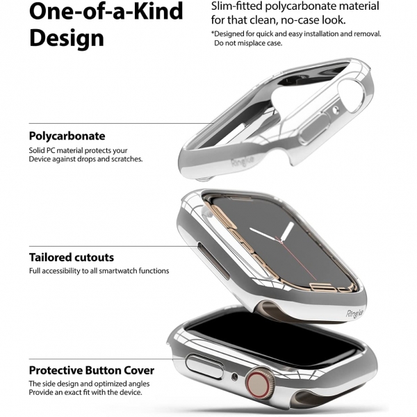 Rin gke nce Apple Watch 7 41mm Bumper Klf -Clear Chrome