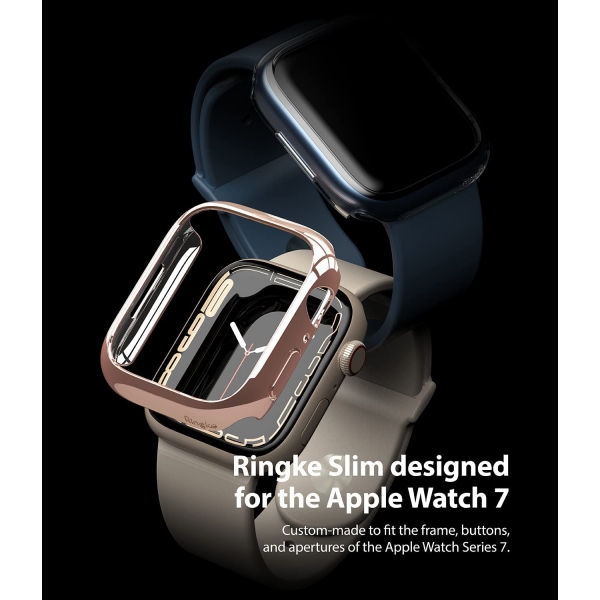 Ringke nce Apple Watch 7 Bumper Klf (41mm)(2 Adet)-Clear Chrome Rose Gold 