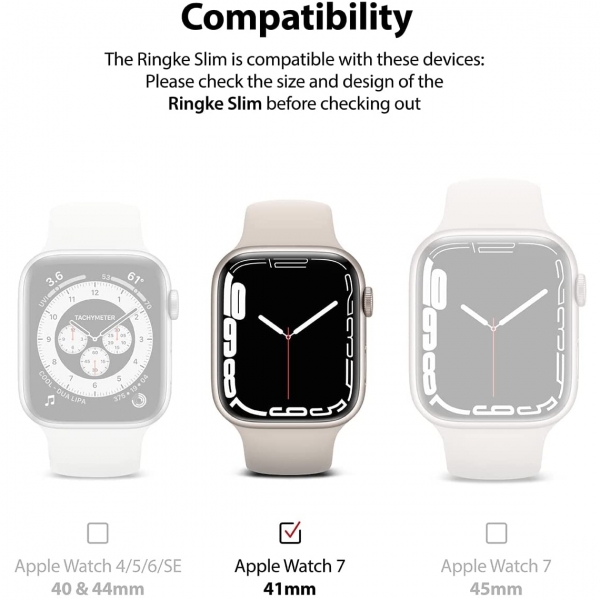 Ringke nce Apple Watch 7 Bumper Klf (41mm)(2 Adet)-Clear Dark Chrome