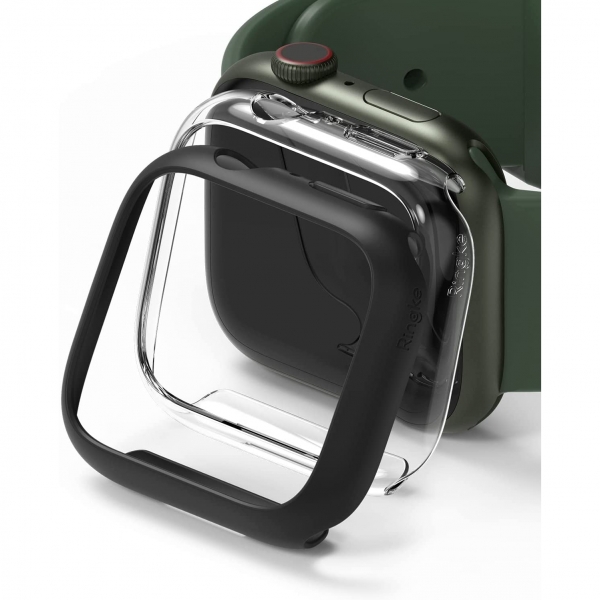Ringke nce Apple Watch 7 Bumper Klf (41mm)(2 Adet)-Clear Matte Black