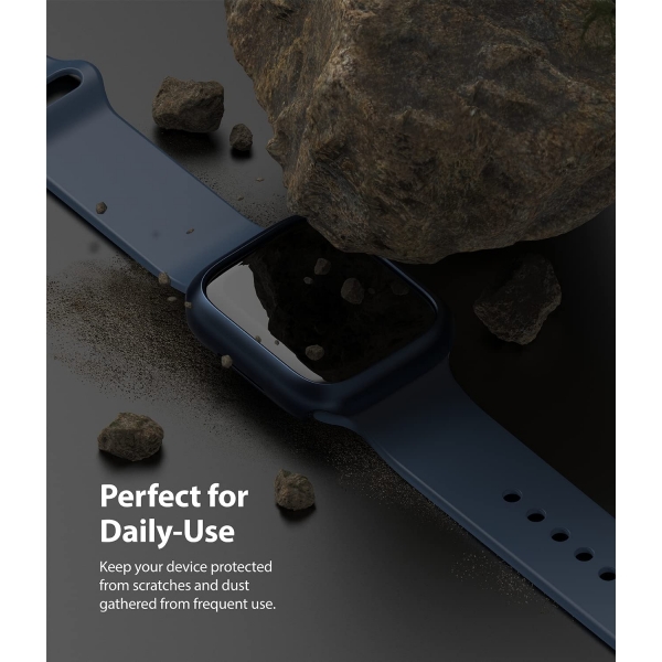 Rin gke nce Apple Watch 7 41mm Bumper Klf -Clear Metallic Blue