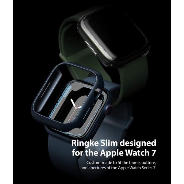 Rin gke nce Apple Watch 7 41mm Bumper Klf -Clear Metallic Blue