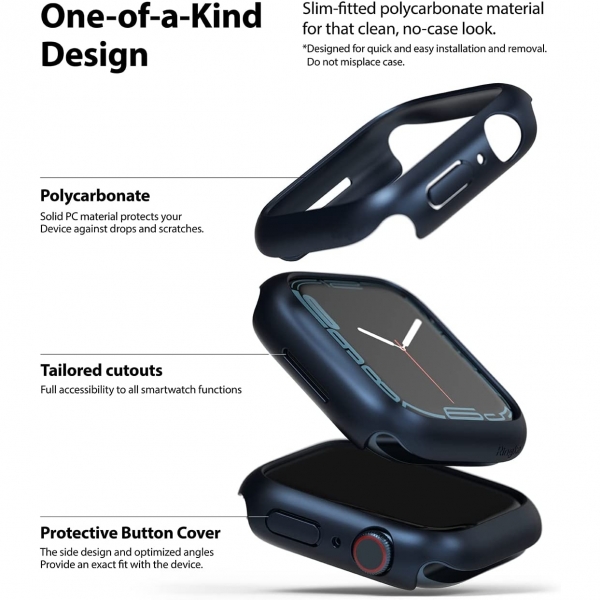 Rin gke nce Apple Watch 7 41mm Bumper Klf -Clear Metallic Blue