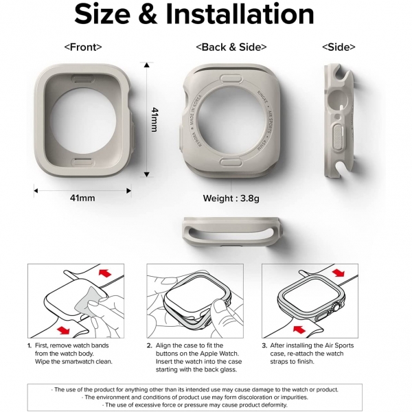 Rin gke Apple Watch 7 41mm Silikon Bumper Klf -Warm Gray