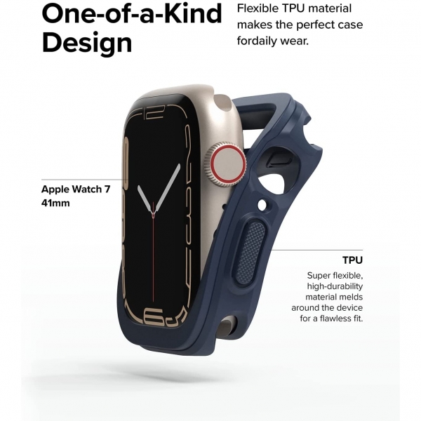 Rin gke Apple Watch 7 41mm Silikon Bumper Klf -Navy