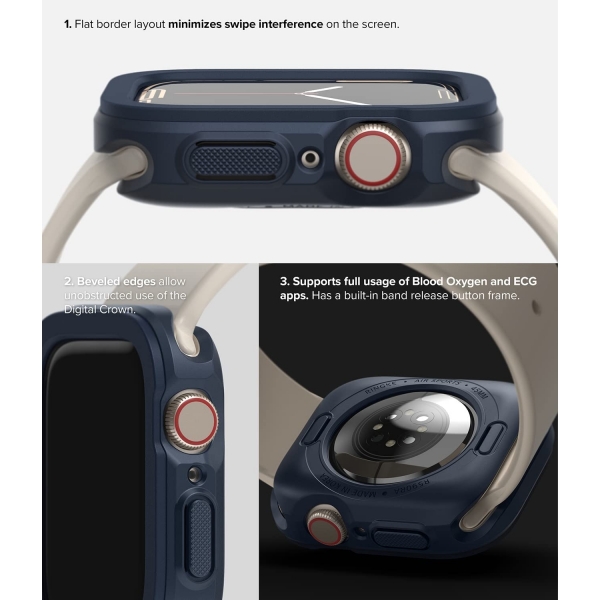 Rin gke Apple Watch 7 41mm Silikon Bumper Klf -Navy