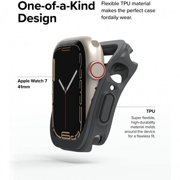 Rin gke Apple Watch 7 41mm Silikon Bumper Klf -Dark Gray