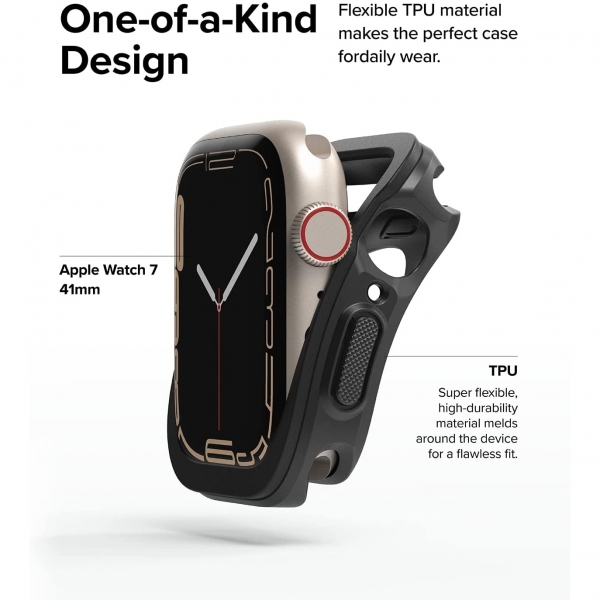 Rin gke Apple Watch 7 41mm Silikon Bumper Klf -Black