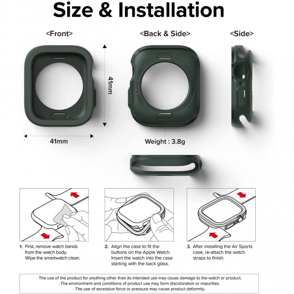 Rin gke Apple Watch 7 41mm Silikon Bumper Klf -Dark Green