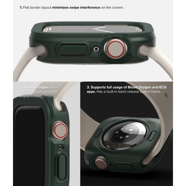 Ringke Apple Watch 7 Silikon Bumper Klf (41mm)-Dark Green