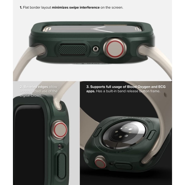 Rin gke Apple Watch 7 41mm Silikon Bumper Klf -Dark Green