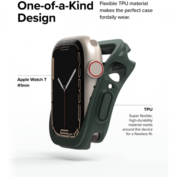 Rin gke Apple Watch 7 41mm Silikon Bumper Klf -Dark Green