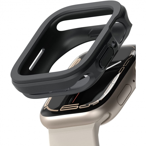 Ringke Apple Watch 7 Silikon Bumper Klf (45mm)-Black