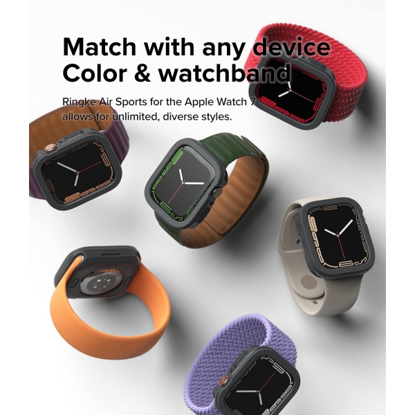 Ringke Apple Watch 7 Silikon Bumper Klf (45mm)-Black