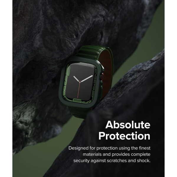 Ringke Apple Watch 7 Silikon Bumper Klf (45mm)-Dark Green