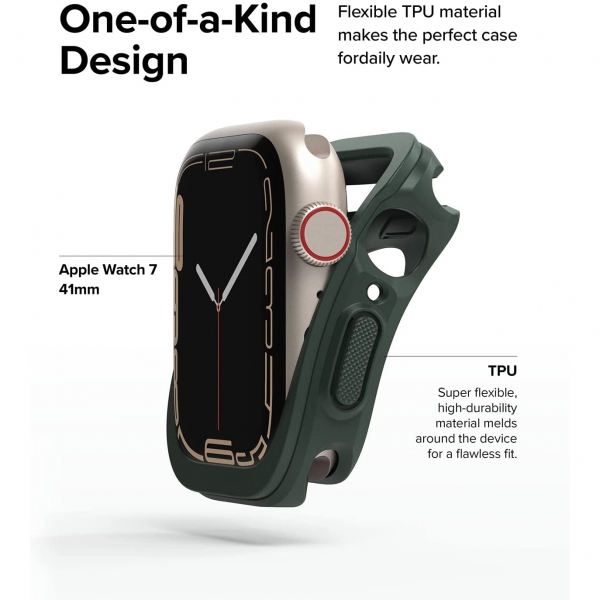 Ringke Apple Watch 7 Silikon Bumper Klf (45mm)-Dark Green