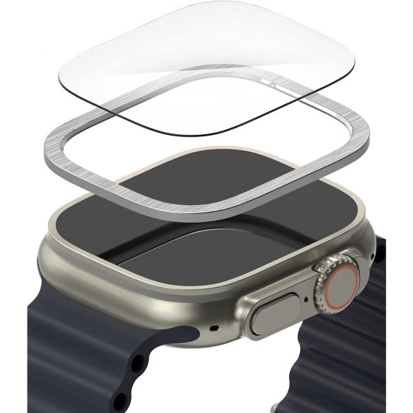 Rin gke  Watch Ultra 2 Temperli Cam Ekran Koruyucu -Silver