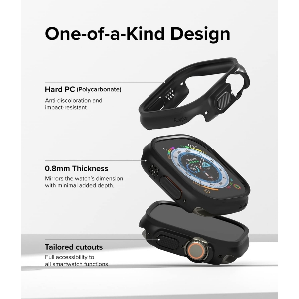 Rin gke Apple Watch Ultra/2.Nesil 49mm Bumper Klf-Clear Matte Black