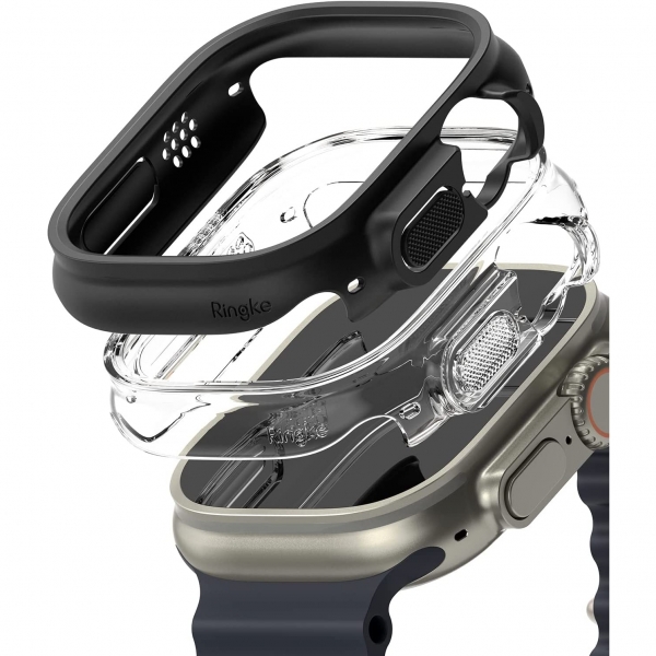 Rin gke Apple Watch Ultra/2.Nesil 49mm Bumper Klf-Clear Matte Black