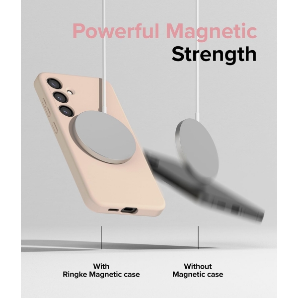 Rin gke Galaxy S24 MagSafe Silikon Klf-Pink Sand 
