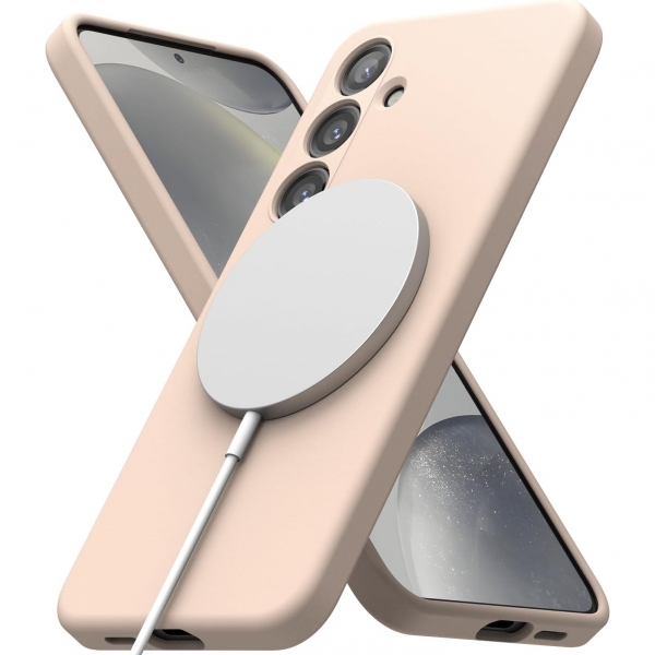 Rin gke Galaxy S24 MagSafe Silikon Klf-Pink Sand 