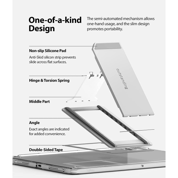 Rin gke Outstanding Evrensel Tablet Stand (8-13 in)-Light Gray