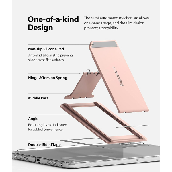 Rin gke Outstanding Evrensel Tablet Stand (8-13 in)-Peach Pink
