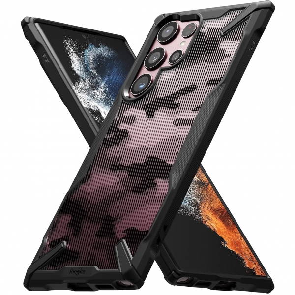 Ringke Fusion X Serisi Samsung Galaxy S22 Ultra Klf-Camo Black