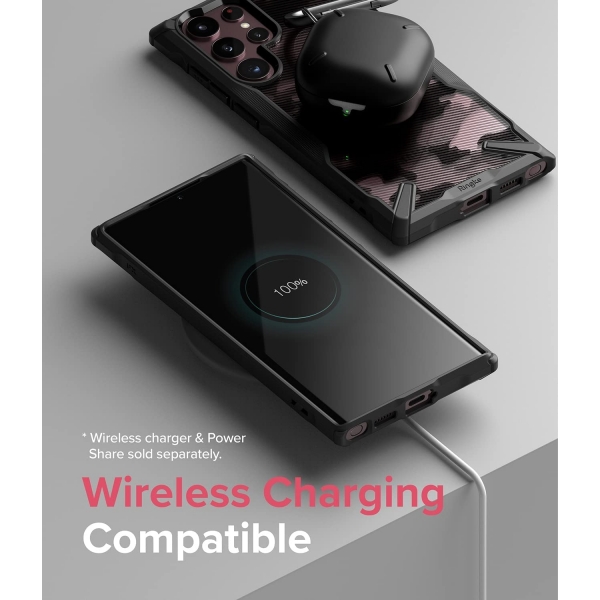 Ringke Fusion X Serisi Samsung Galaxy S22 Ultra Kılıf-Camo Black