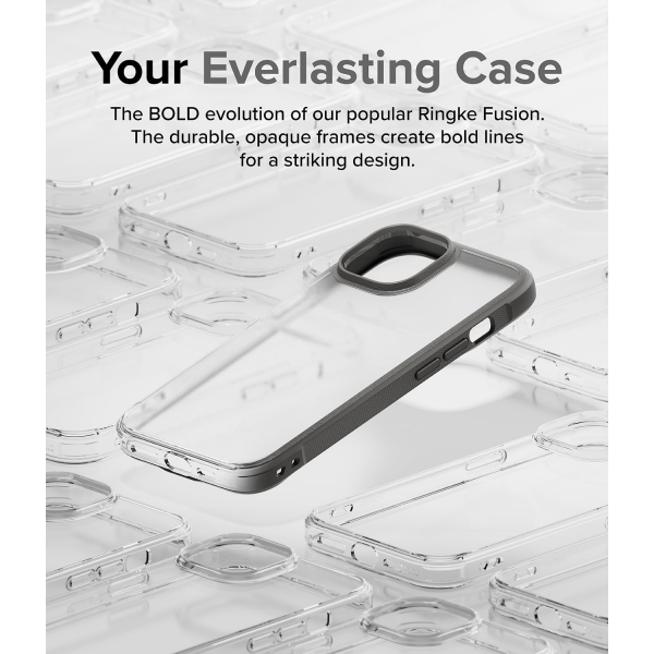 Ringke Fusion Bold Serisi Apple iPhone 15 Klf-Matte Gray